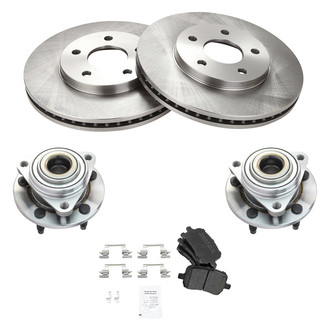 TRQ® - Front Disc Brake Kit with Semi-Metallic Pads and Hub Assemblies