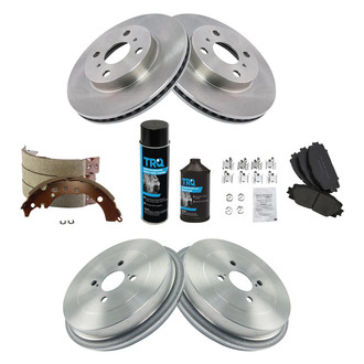 TRQ® - Front and Rear Disc and Drum Brake Kit with Ceramic Pads
