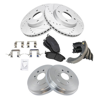 TRQ® - Performance Ceramic Front and Rear Brake Kit with Drum and Shoes