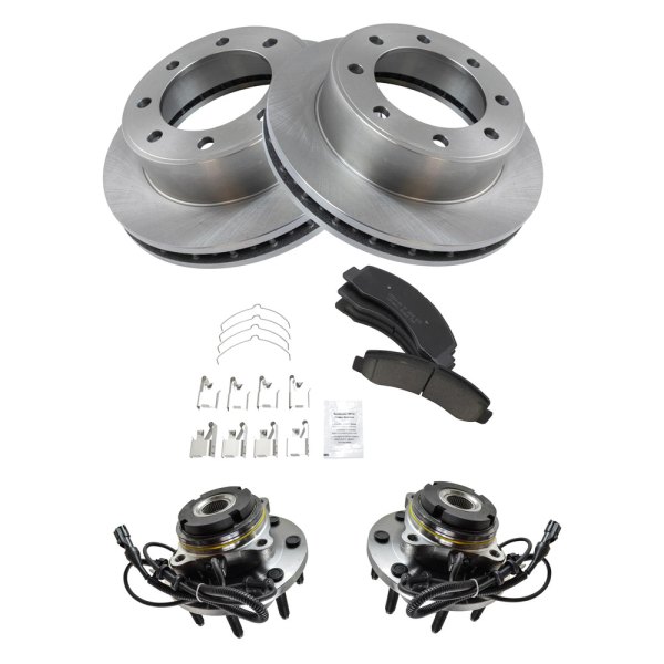 TRQ® - Front Disc Brake Kit with Ceramic Pads and Hub Assemblies