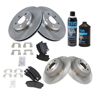 TRQ® - Front and Rear Disc Brake Kit with Semi-Metallic Pads