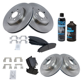 TRQ® - Front and Rear Disc Brake Kit with Semi-Metallic Pads