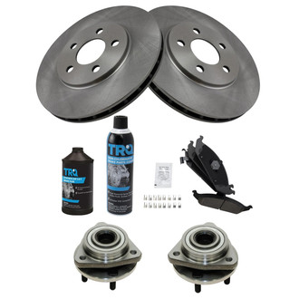 TRQ® - Front Disc Brake Kit with Ceramic Pads and Hub Assemblies