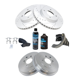 TRQ® - Performance Semi-Metallic Front and Rear Brake Kit with Drum and Shoes