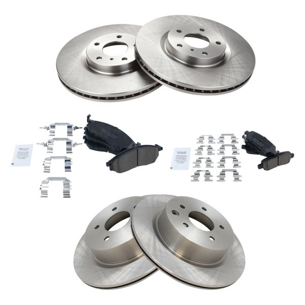 TRQ® - Front and Rear Disc Brake Kit with Ceramic Pads