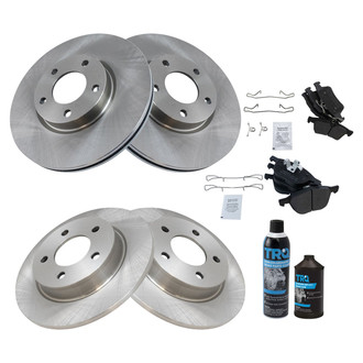 TRQ® - Front and Rear Disc Brake Kit with Semi-Metallic Pads