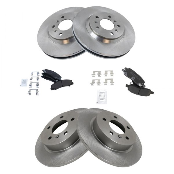 TRQ® - Front and Rear Disc Brake Kit with Semi-Metallic Pads