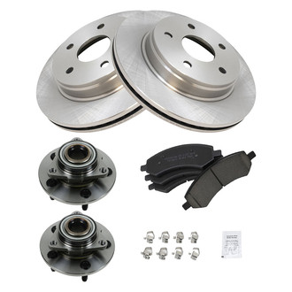 TRQ® - Front Disc Brake Kit with Ceramic Pads and Hub Assemblies