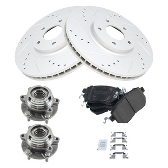 TRQ® - Front Disc Brake Kit with Ceramic Pads and Hub Assemblies