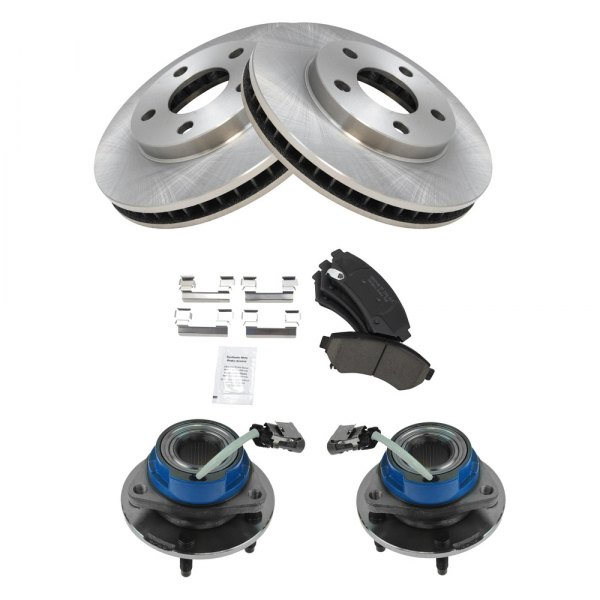 TRQ® - Front Disc Brake Kit with Ceramic Pads and Hub Assemblies