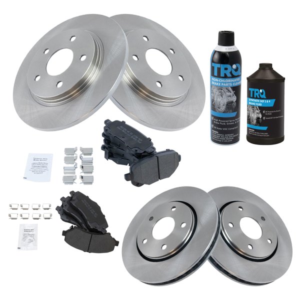 TRQ® - Front and Rear Disc Brake Kit with Semi-Metallic Pads