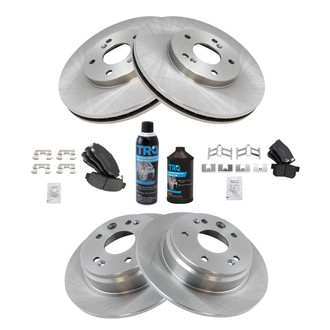 TRQ® - Front and Rear Disc Brake Kit with Semi-Metallic Pads