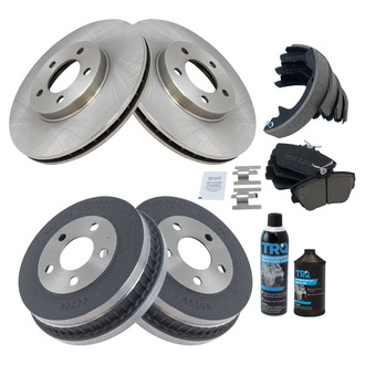 TRQ® - Front and Rear Disc and Drum Brake Kit with Ceramic Pads