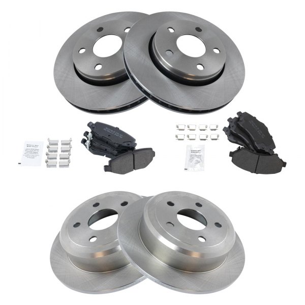 TRQ® - Front and Rear Disc Brake Kit with Semi-Metallic Pads