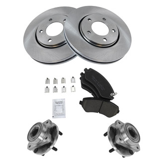 TRQ® - Front Disc Brake Kit with Ceramic Pads and Hub Assemblies