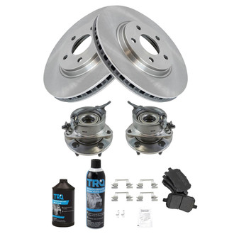 TRQ® - Front Disc Brake Kit with Semi-Metallic Pads and Hub Assemblies