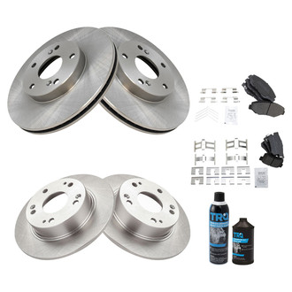 TRQ® - Front and Rear Disc Brake Kit with Semi-Metallic Pads