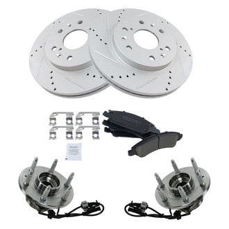 TRQ® - Front Disc Brake Kit with Ceramic Pads and Hub Assemblies