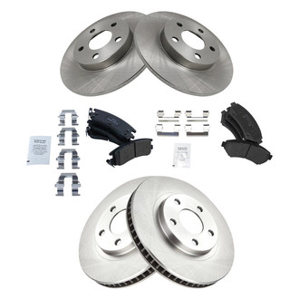 TRQ® - Front and Rear Disc Brake Kit with Semi-Metallic Pads