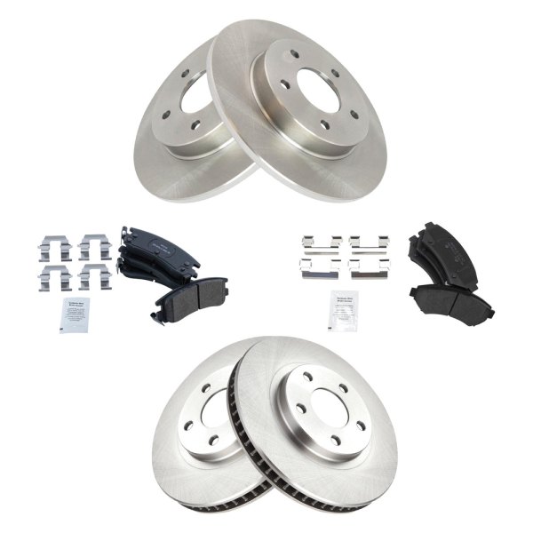 TRQ® - Front and Rear Disc Brake Kit with Semi-Metallic Pads