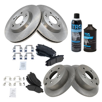 TRQ® - Front and Rear Disc Brake Kit with Semi-Metallic Pads