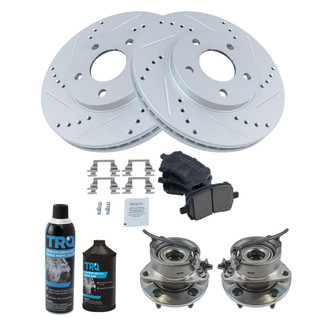 TRQ® - Front Disc Brake Kit with Ceramic Pads and Hub Assemblies