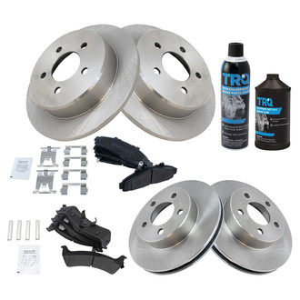 TRQ® - Front and Rear Disc Brake Kit with Semi-Metallic Pads