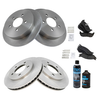 TRQ® - Front and Rear Disc Brake Kit with Semi-Metallic Pads