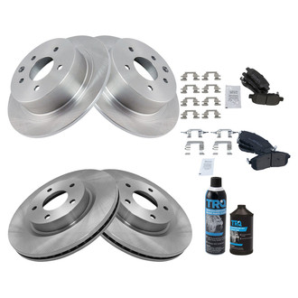 TRQ® - Front and Rear Disc Brake Kit with Semi-Metallic Pads