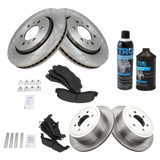 TRQ® - Front and Rear Disc Brake Kit with Semi-Metallic Pads