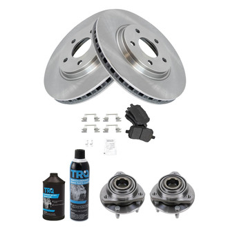 TRQ® - Front Disc Brake Kit with Semi-Metallic Pads and Hub Assemblies