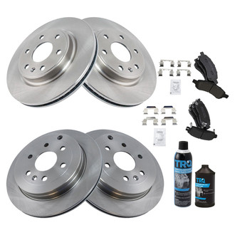 TRQ® - Front and Rear Disc Brake Kit with Semi-Metallic Pads