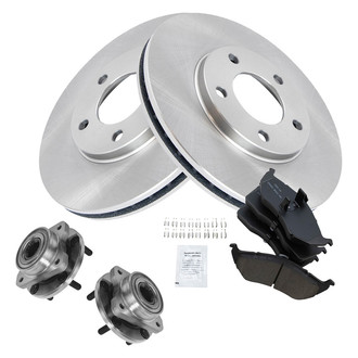 TRQ® - Front Disc Brake Kit with Ceramic Pads and Hub Assemblies