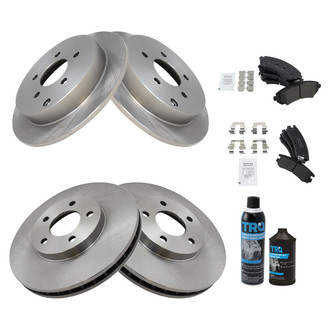 TRQ® - Front and Rear Disc Brake Kit with Semi-Metallic Pads