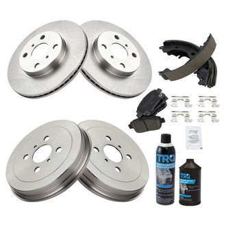 TRQ® - Front and Rear Disc and Drum Brake Kit with Ceramic Pads