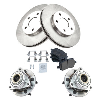 TRQ® - Front Disc Brake Kit with Ceramic Pads and Hub Assemblies
