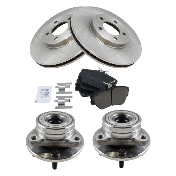 TRQ® - Front Disc Brake Kit with Ceramic Pads and Hub Assemblies