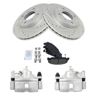 TRQ® - Performance Semi-Metallic Front Brake Kit with Calipers