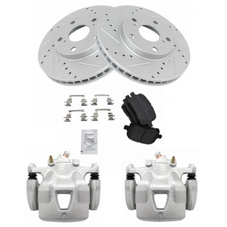 TRQ® - Performance Semi-Metallic Front Brake Kit with Calipers