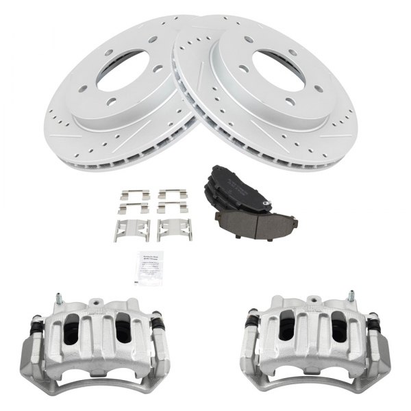 TRQ® - Performance Semi-Metallic Front Brake Kit with Calipers