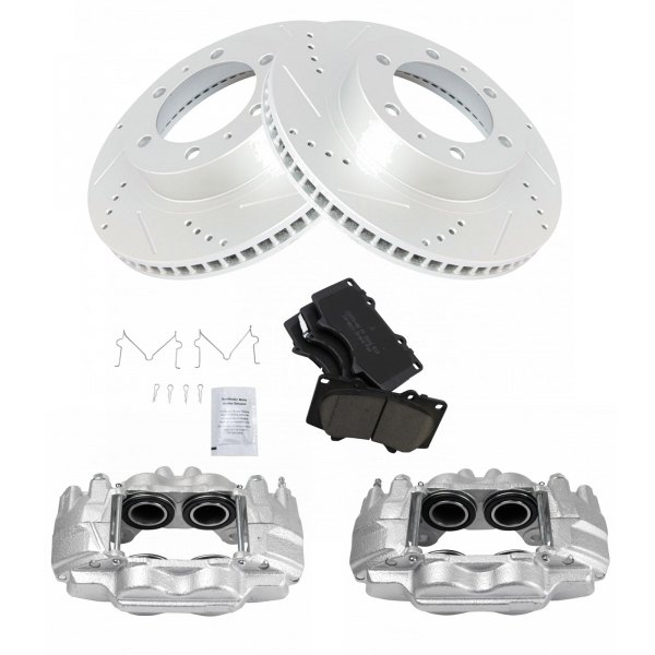 TRQ® - Performance Ceramic Front Driver Side Brake Kit with Calipers