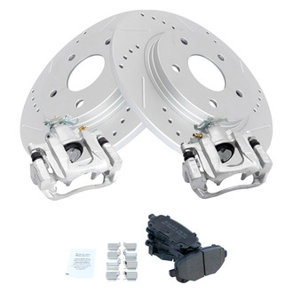 TRQ® - Performance Semi-Metallic Rear Brake Kit with Calipers