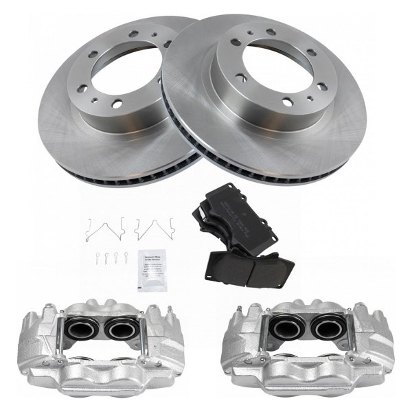 TRQ® - Front Driver Side Disc Brake Kit with Semi-Metallic Pads and Calipers