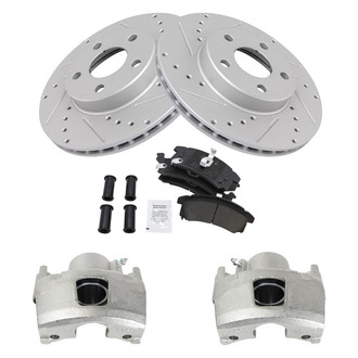 TRQ® - Performance Semi-Metallic Front Brake Kit with Calipers