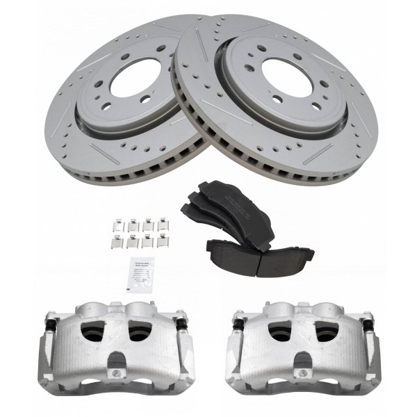 TRQ® - Performance Semi-Metallic Front Brake Kit with Calipers