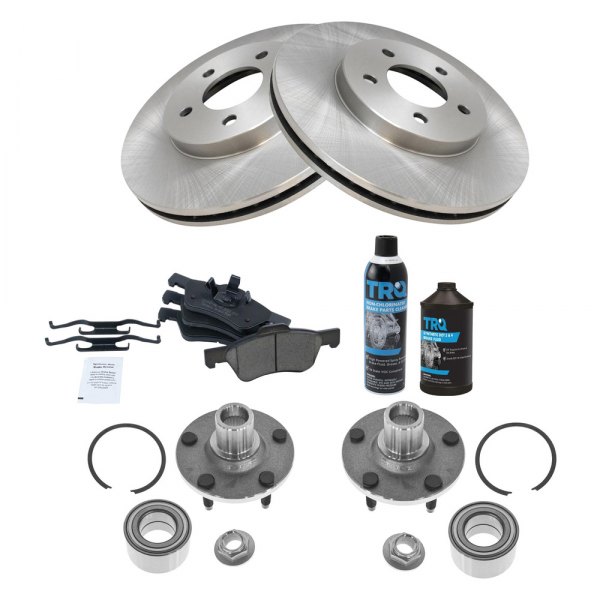 TRQ® - Front Disc Brake Kit with Ceramic Pads and Hub Assemblies