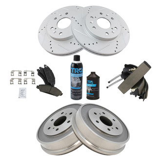 TRQ® - Performance Ceramic Front and Rear Brake Kit with Drum and Shoes