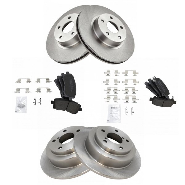 TRQ® - Front and Rear Disc Brake Kit with Semi-Metallic Pads