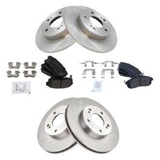 TRQ® - Front and Rear Disc Brake Kit with Semi-Metallic Pads