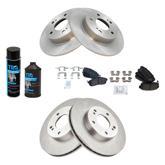 TRQ® - Front and Rear Disc Brake Kit with Semi-Metallic Pads